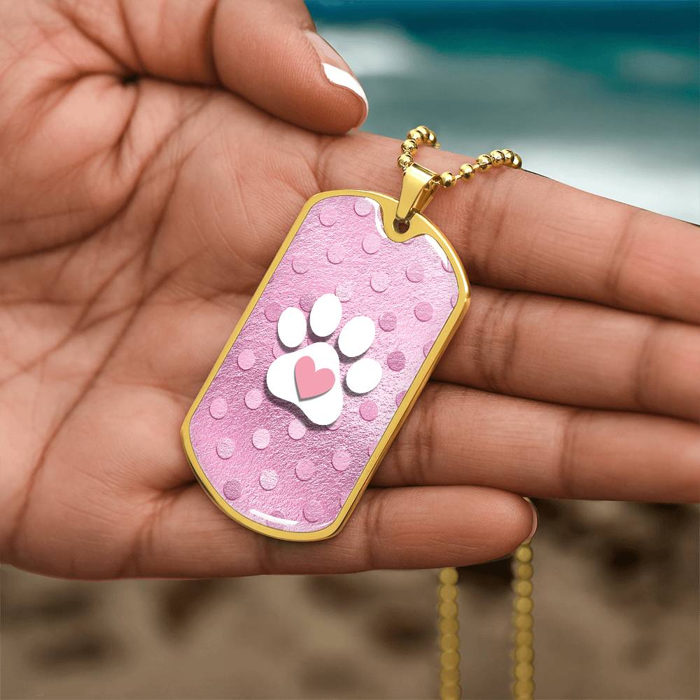 Pink Polkadot Paw Necklace - Jewelry - Epileptic Al’s Shop