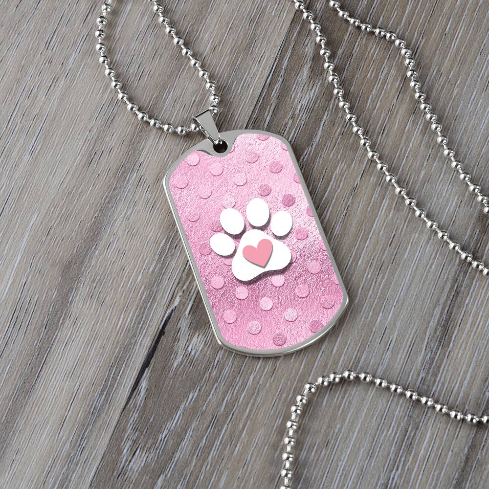 Pink Polkadot Paw Necklace - Jewelry - Epileptic Al’s Shop