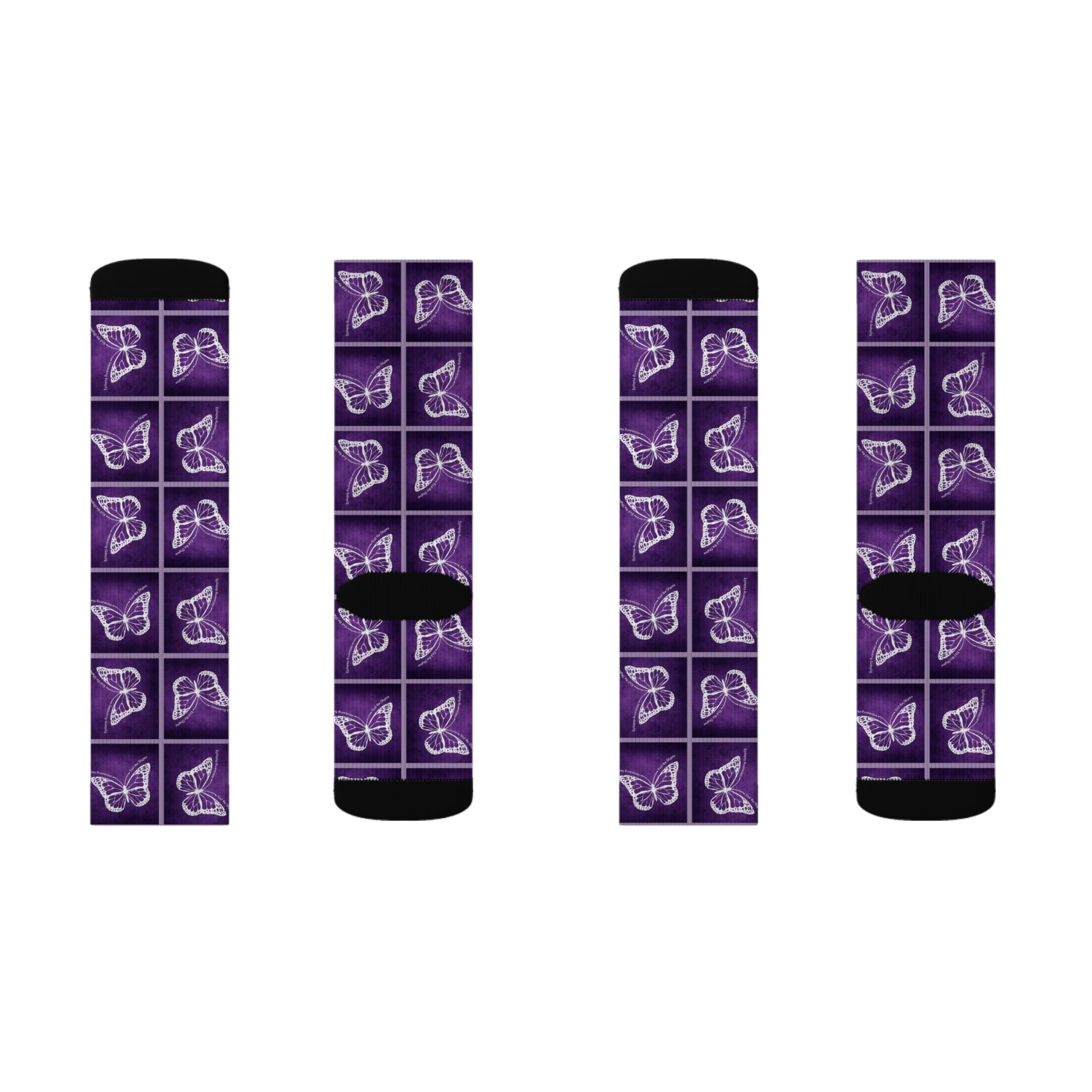 Purple Butterfly Pattern Sublimation Socks - Clothing, Socks - EpiAl's Shop