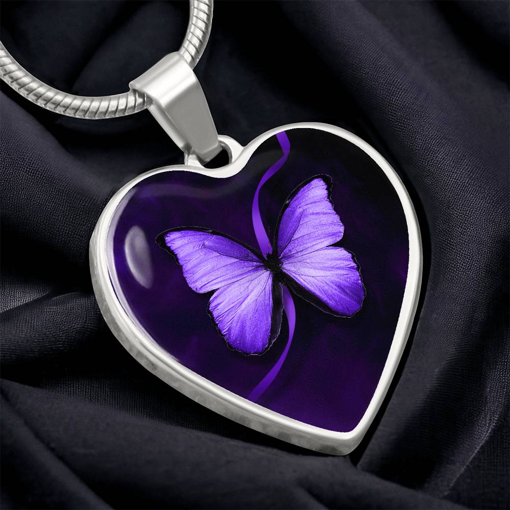 Purple Butterfly Seizure Awareness Necklace - Jewelry - Epileptic Al’s Shop