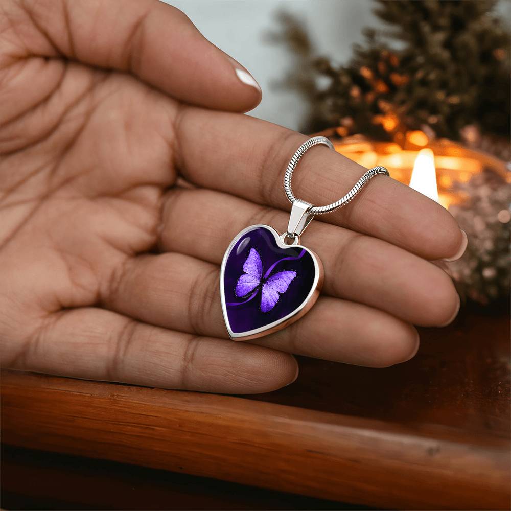 Purple Butterfly Seizure Awareness Necklace - Jewelry - Epileptic Al’s Shop