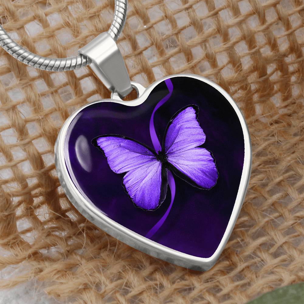 Purple Butterfly Seizure Awareness Necklace - Jewelry - Epileptic Al’s Shop