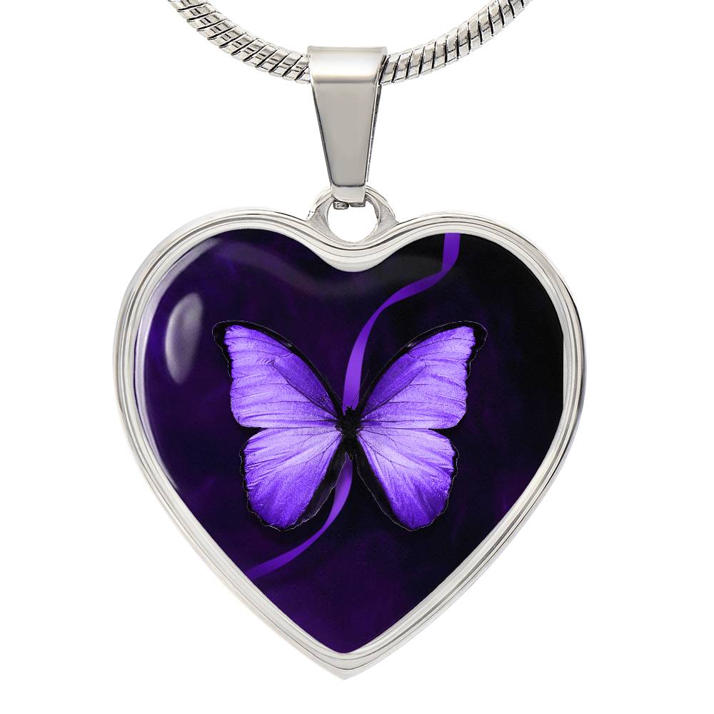 Purple Butterfly Seizure Awareness Necklace - Jewelry - Epileptic Al’s Shop