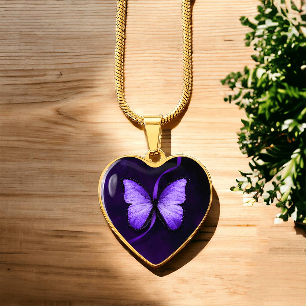 Purple Butterfly Seizure Awareness Necklace - Jewelry - Epileptic Al’s Shop