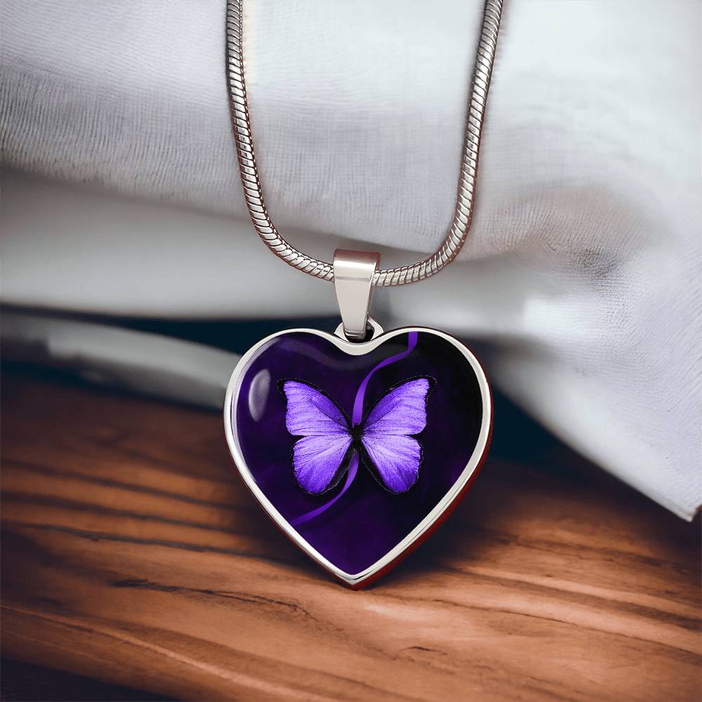 Purple Butterfly Seizure Awareness Necklace - Jewelry - Epileptic Al’s Shop