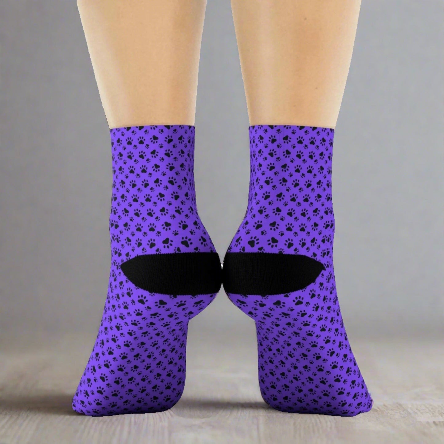 Purple Kitty Paws Crew Socks - All Over Prints - Epileptic Al’s Shop