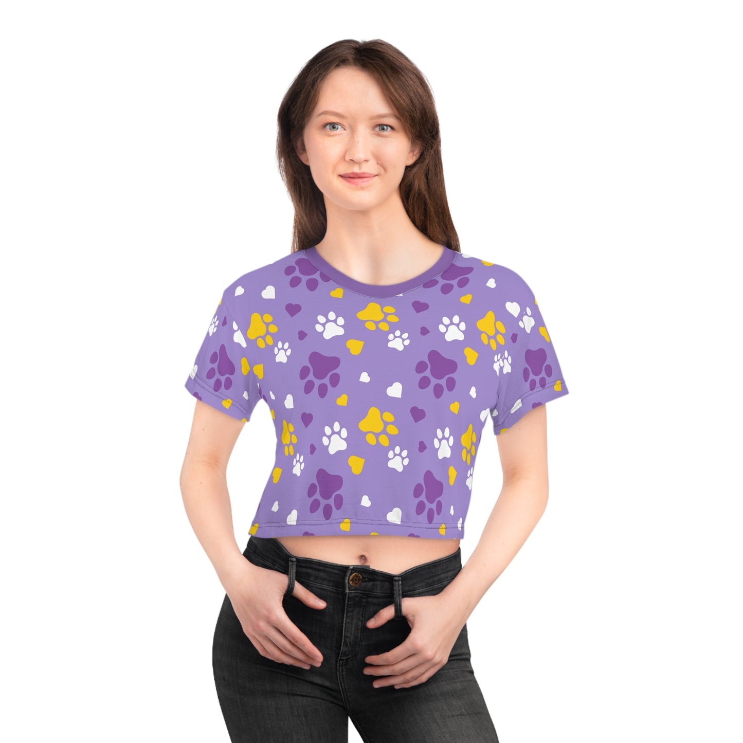 Purple Paws Crop Tee - All Over Prints - Epileptic Al’s Shop