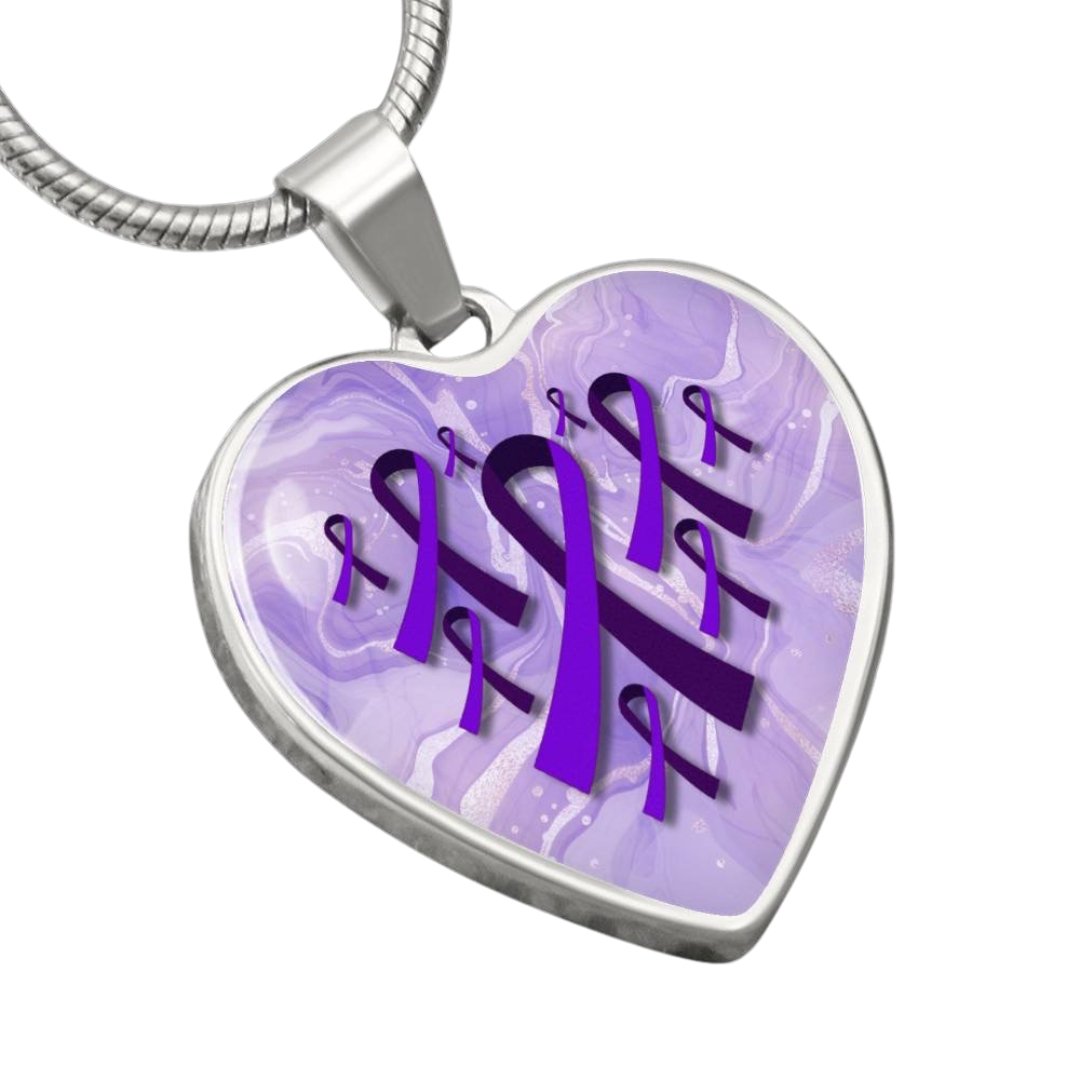 Purple Ribbon Heart Necklace - Jewelry - Epileptic Al’s Shop