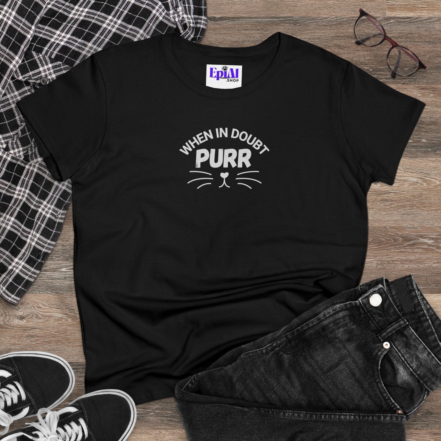 Purr Women's Midweight Cotton Tee - T - Shirt - Epileptic Al’s Shop