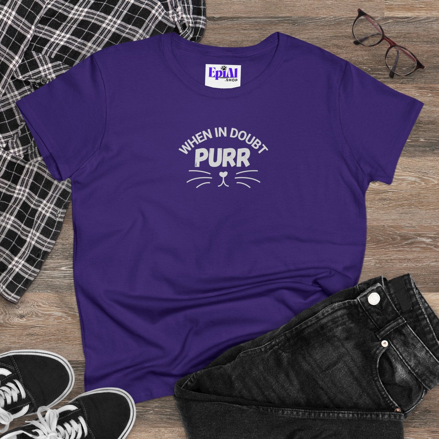 Purr Women's Midweight Cotton Tee - T - Shirt - Epileptic Al’s Shop