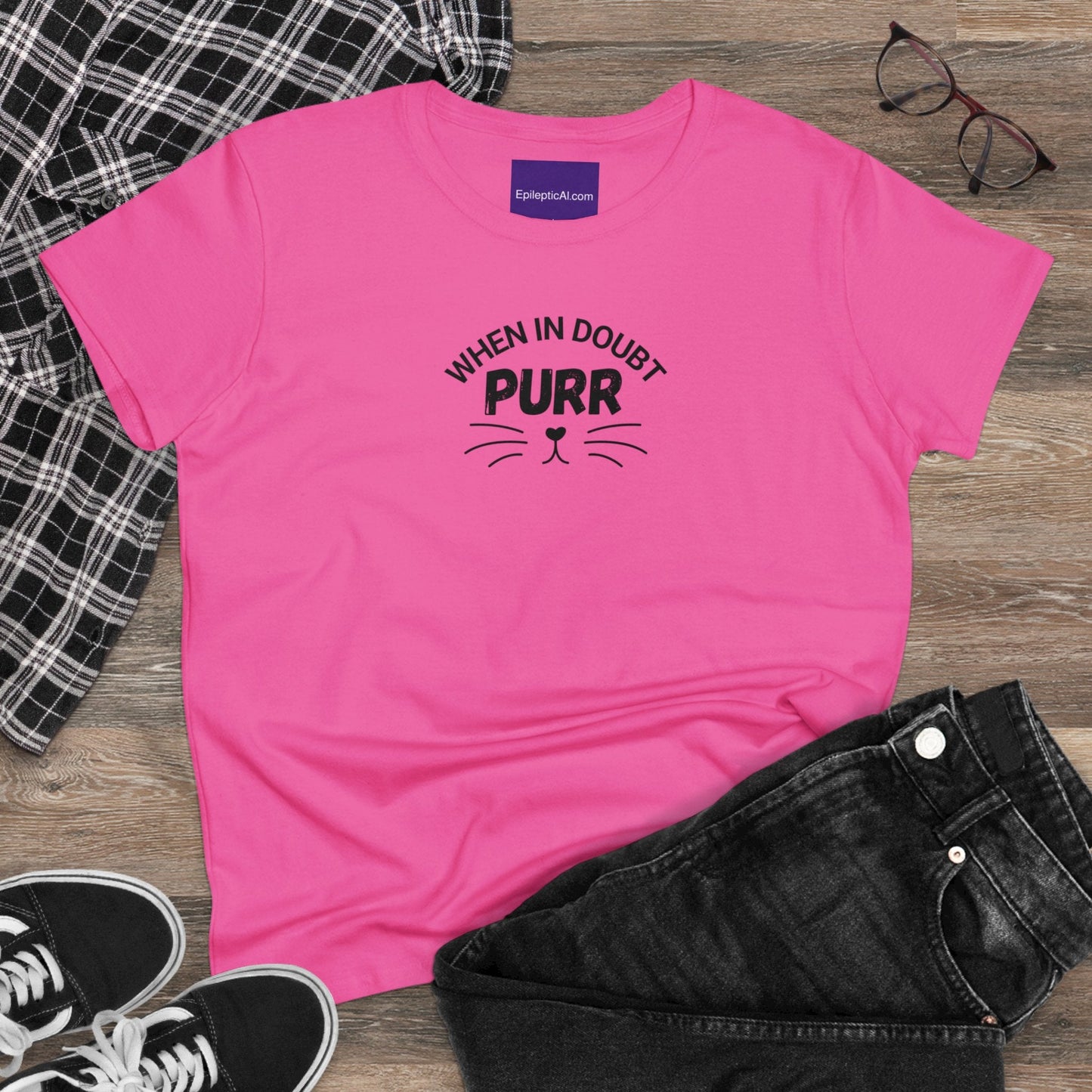 Purr Women's Midweight Cotton Tee - T - Shirt - Epileptic Al’s Shop