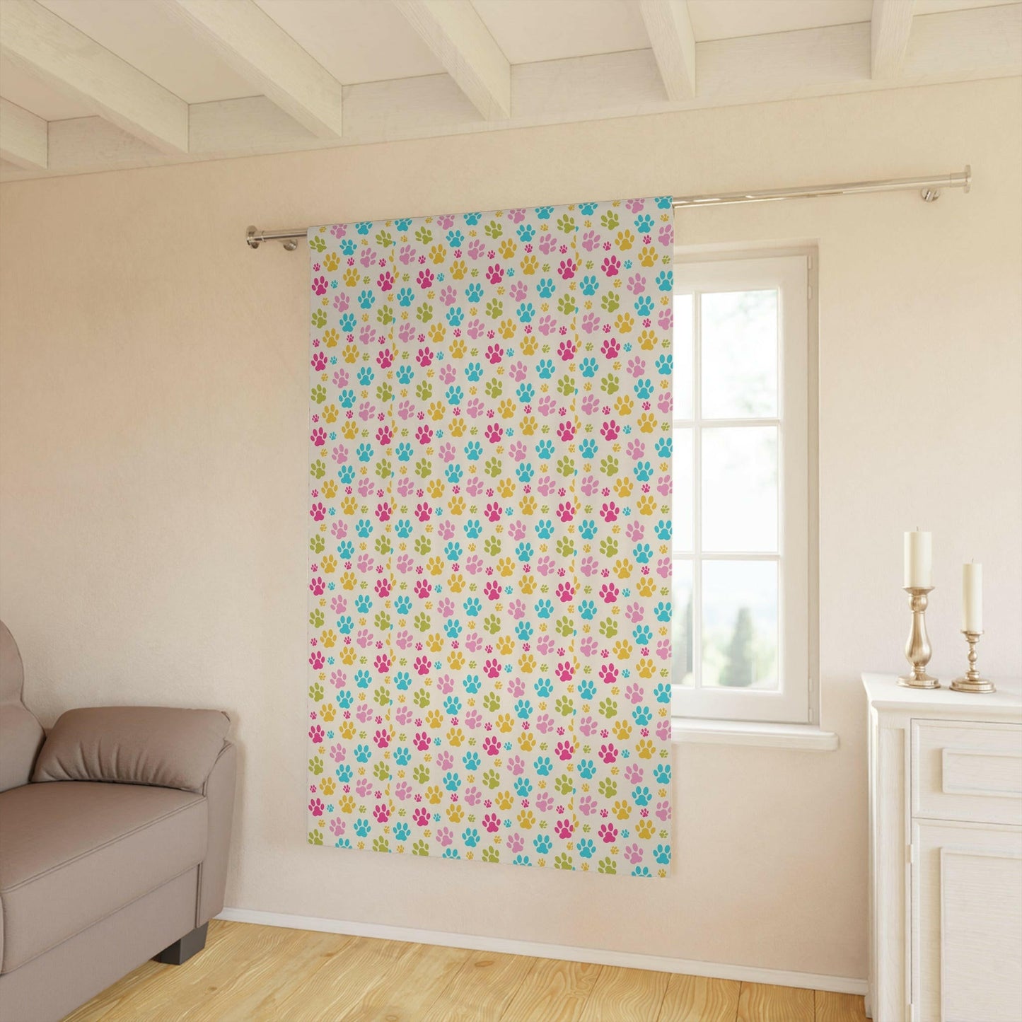 Rainbow Paws Window Curtains (1 Piece) - Home Decor - Epileptic Al’s Shop