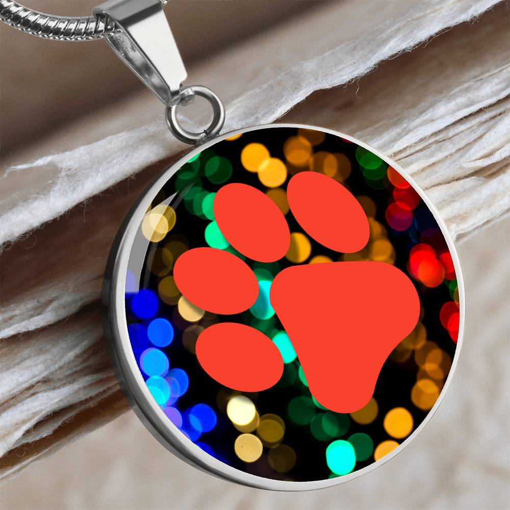 Red Paw on Bokeh Necklace - Jewelry - Epileptic Al’s Shop