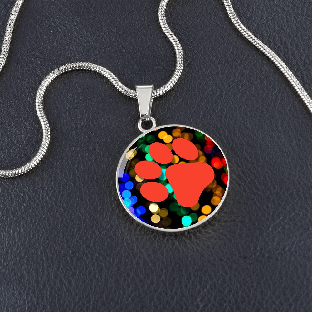 Red Paw on Bokeh Necklace - Jewelry - Epileptic Al’s Shop