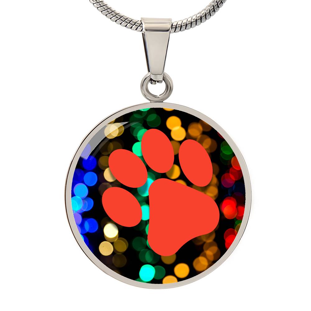 Red Paw on Bokeh Necklace - Jewelry - Epileptic Al’s Shop