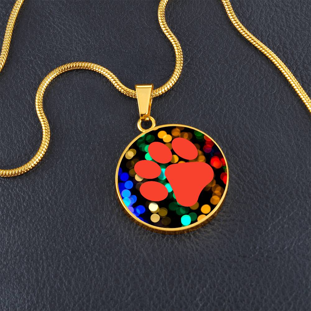 Red Paw on Bokeh Necklace - Jewelry - Epileptic Al’s Shop