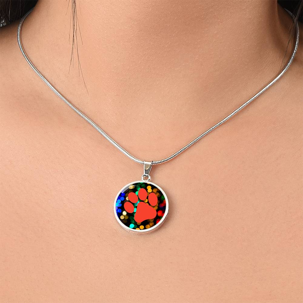 Red Paw on Bokeh Necklace - Jewelry - Epileptic Al’s Shop