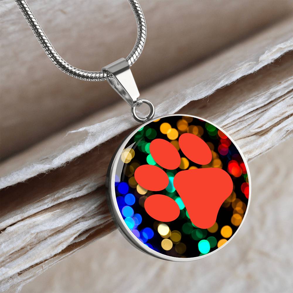 Red Paw on Bokeh Necklace - Jewelry - Epileptic Al’s Shop