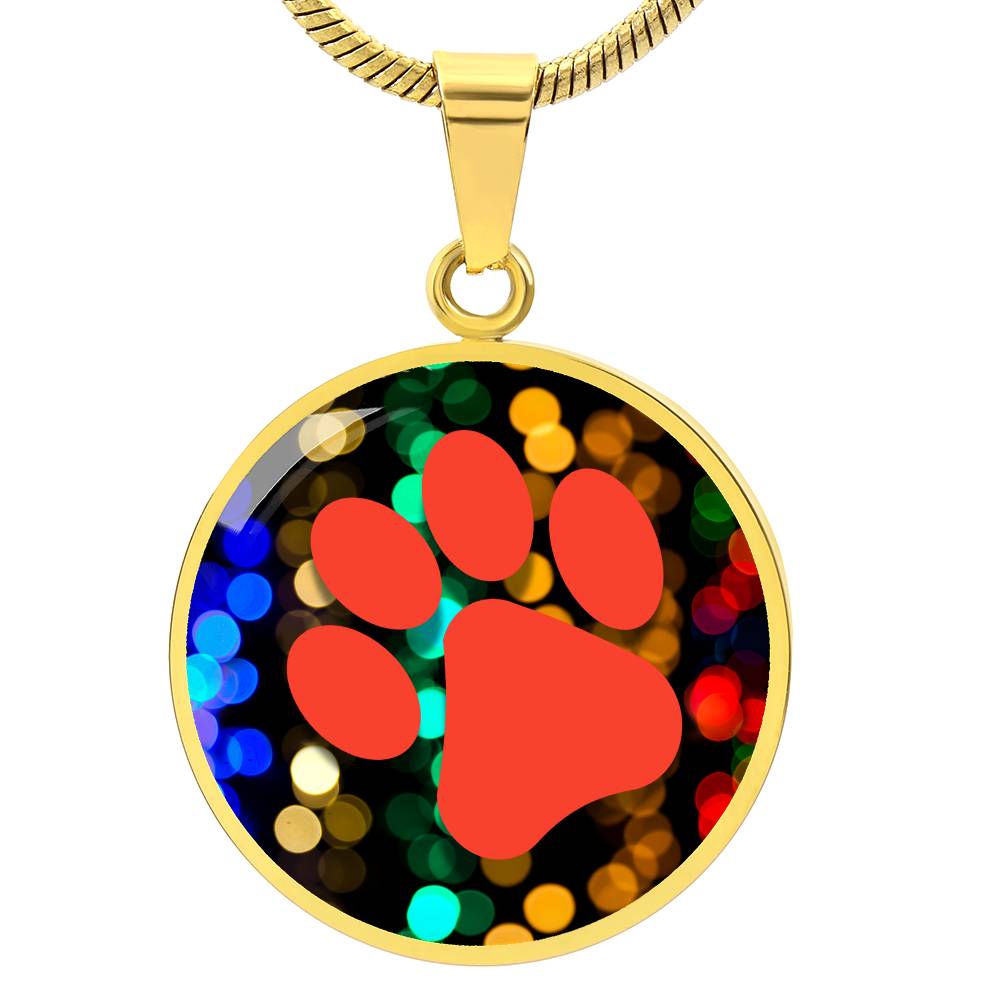 Red Paw on Bokeh Necklace - Jewelry - Epileptic Al’s Shop