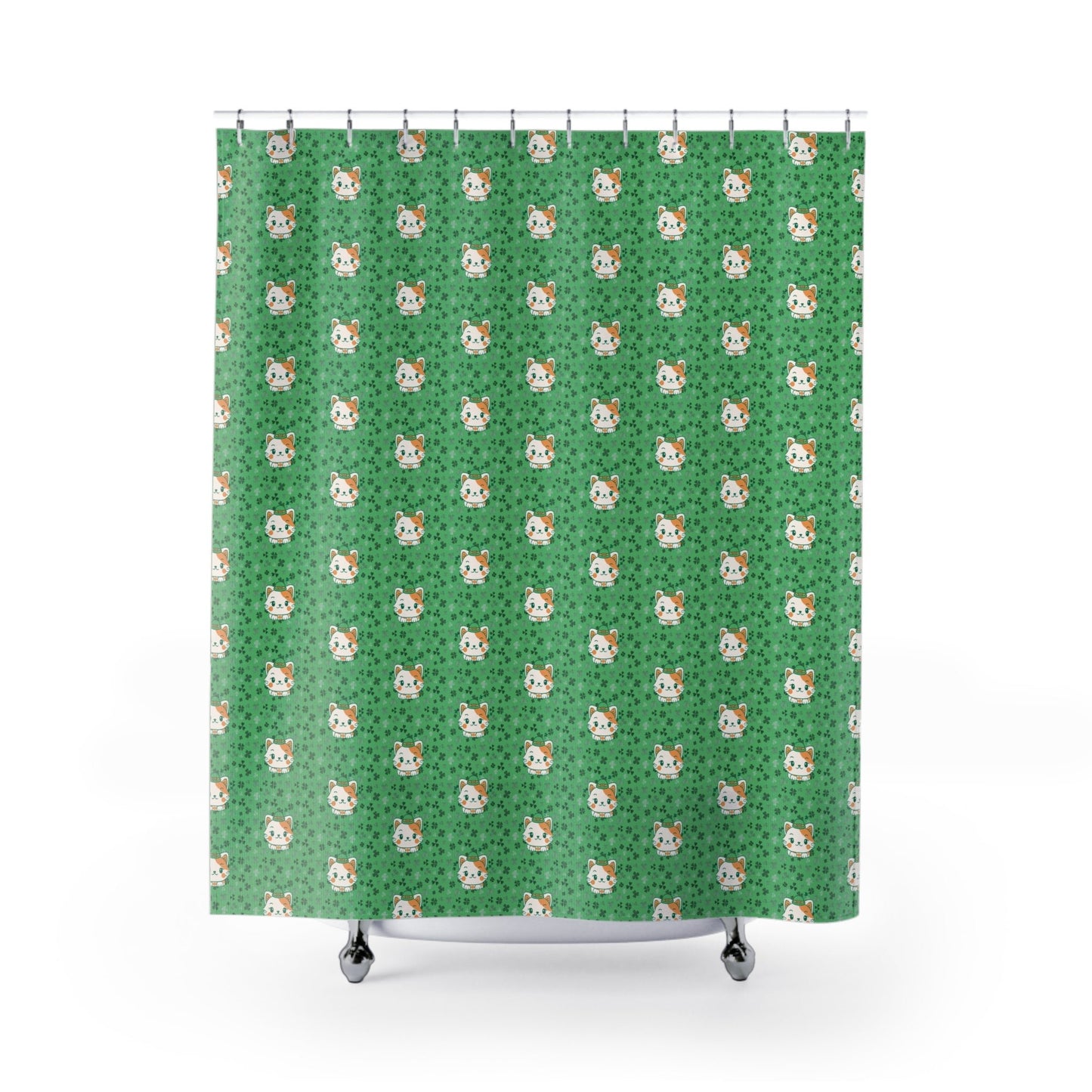 Shamrock Kitty Shower Curtain - Home Decor - Epileptic Al’s Shop