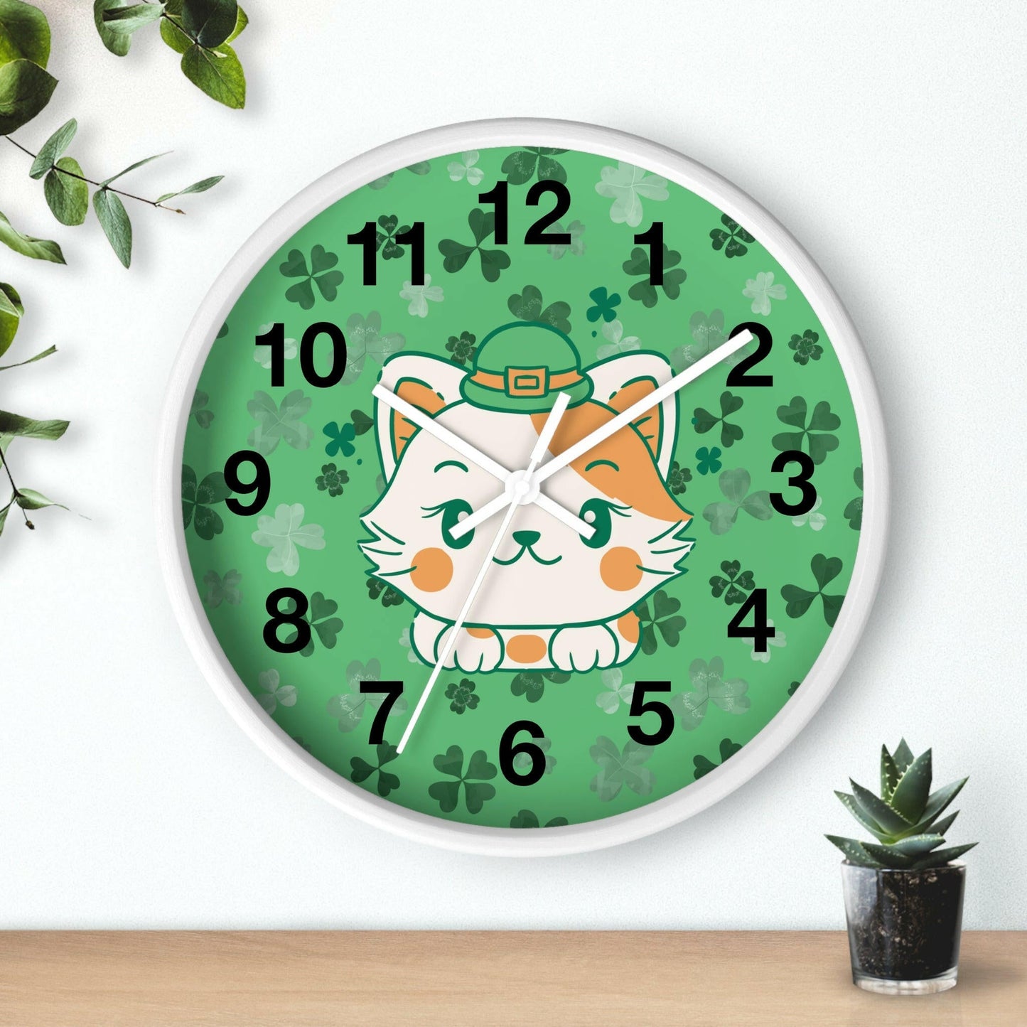 Shamrock Kitty Wall Clock - Home Decor - Epileptic Al’s Shop