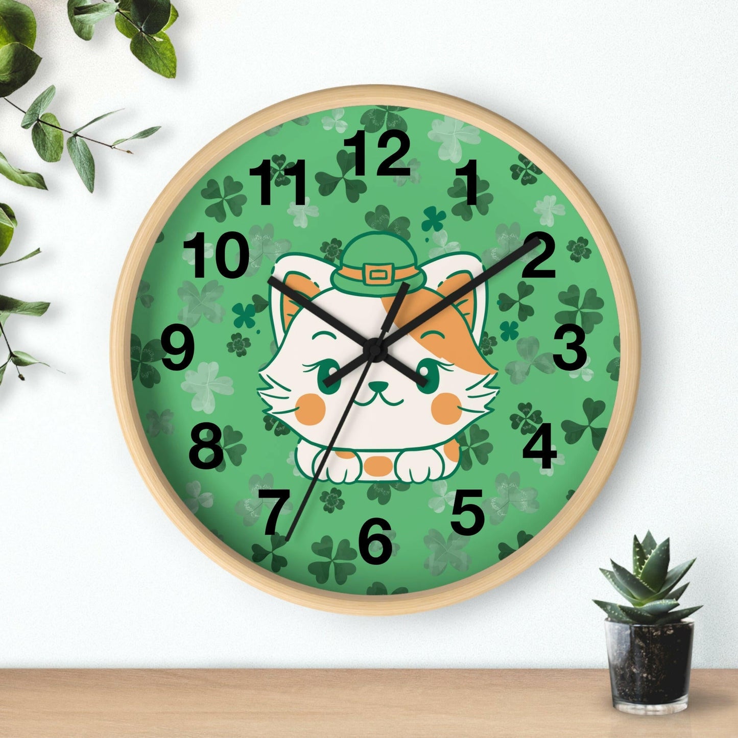 Shamrock Kitty Wall Clock - Home Decor - Epileptic Al’s Shop