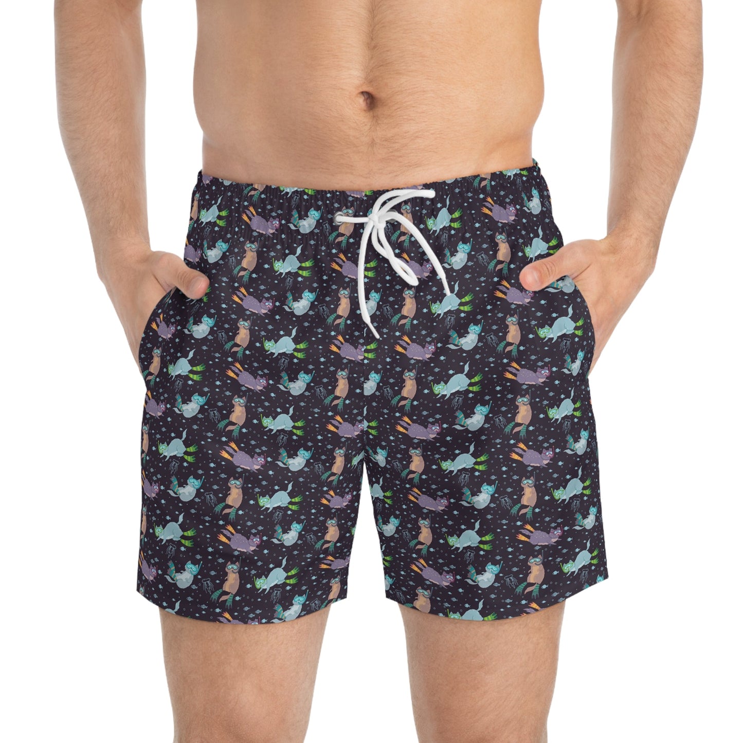 Snorkel Kitties Swim Trunks for Men - All Over Prints - Epileptic Al’s Shop