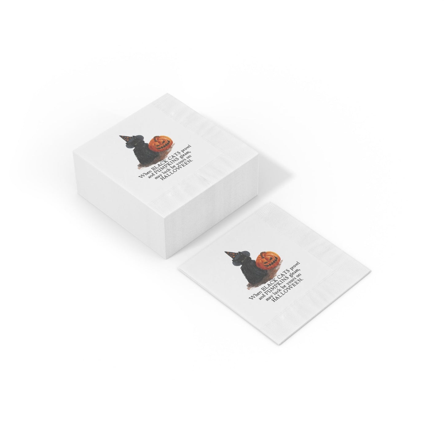 When Black Cats Prowl White Coined Napkins - Home Decor - EpiAl's Shop