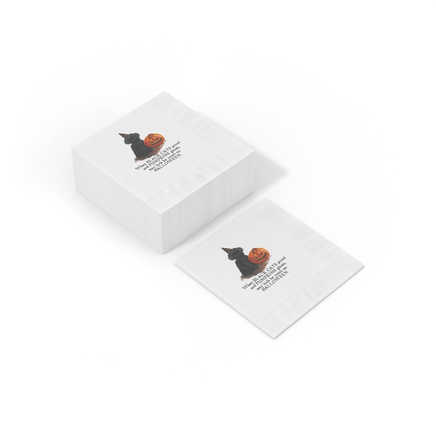 When Black Cats Prowl White Coined Napkins - Home Decor - EpiAl's Shop