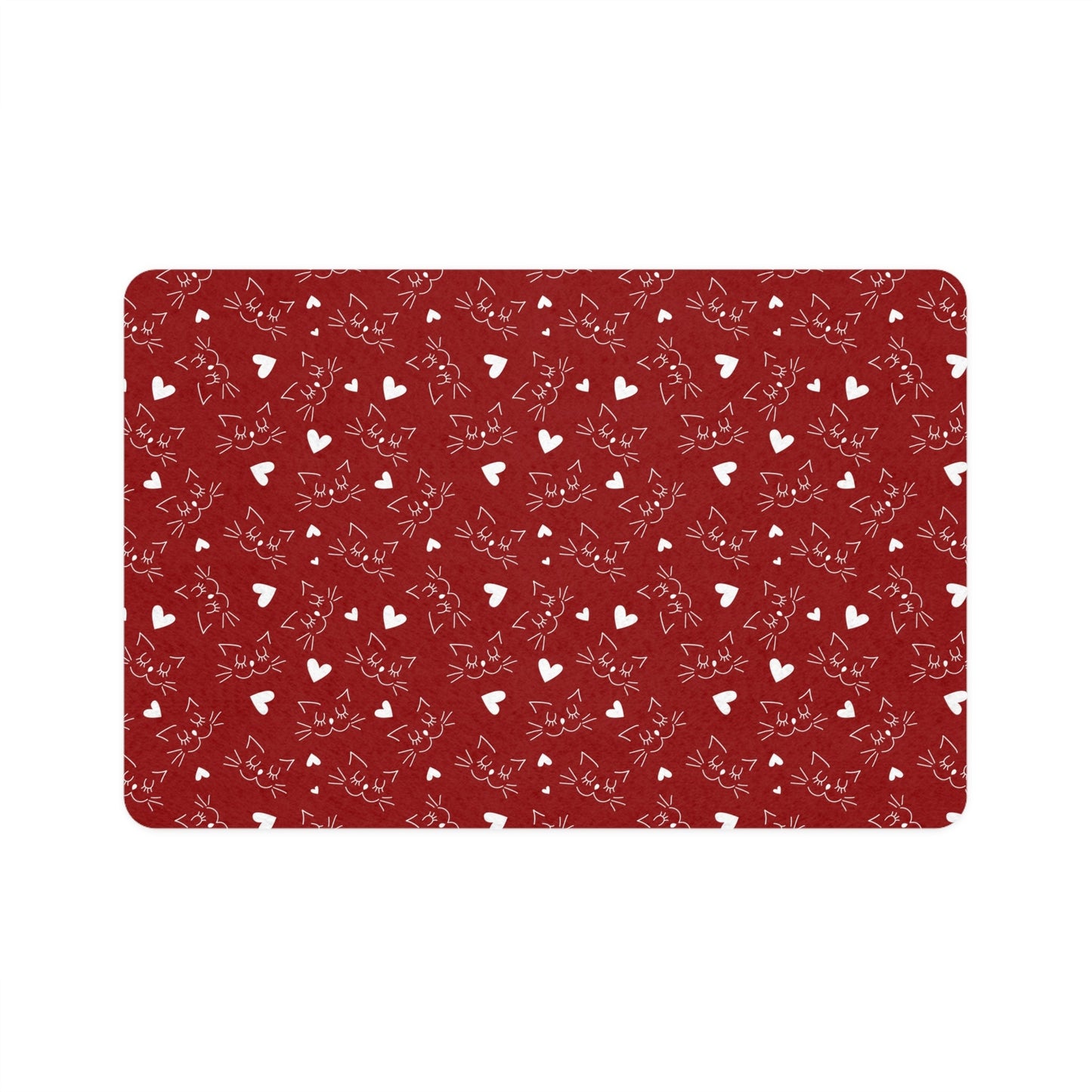 White Kitty on Red Pet Food Mat (12x18) - Pets - Epileptic Al’s Shop