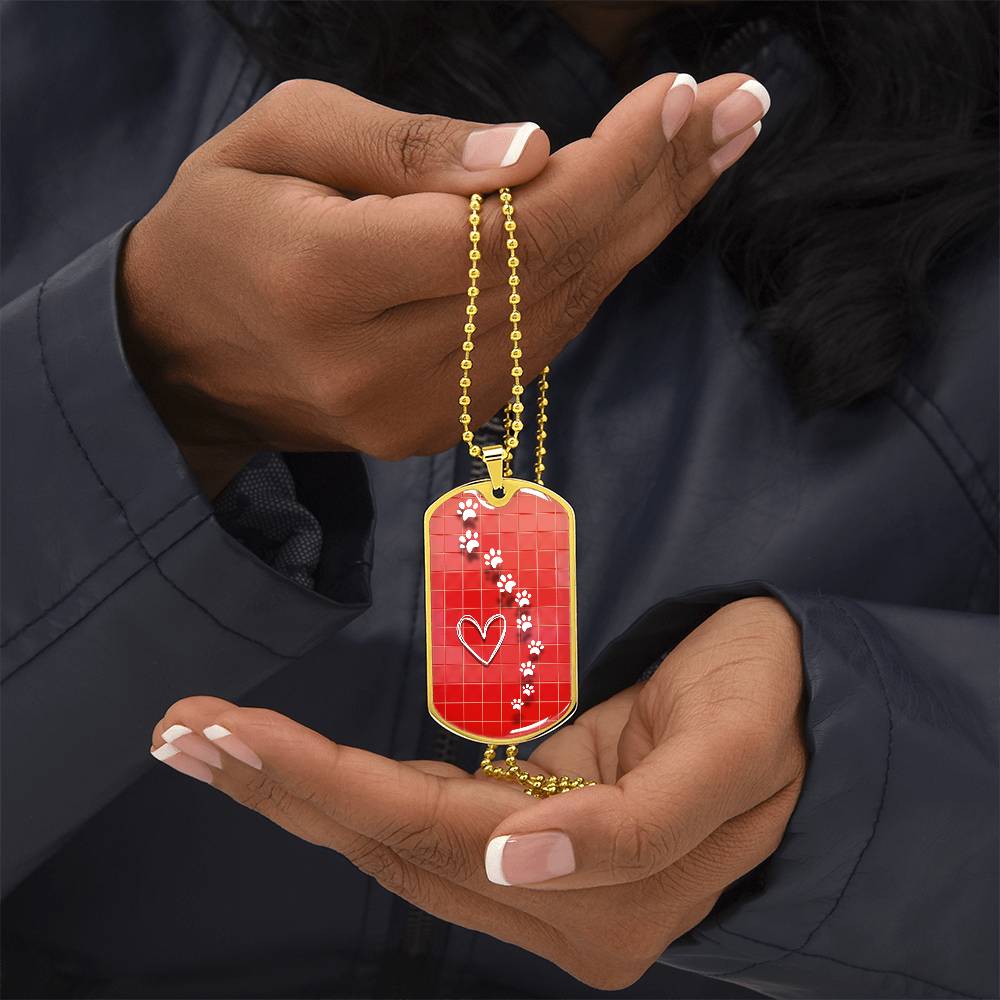 White Prints on Red Tile Necklace - Jewelry - Epileptic Al’s Shop