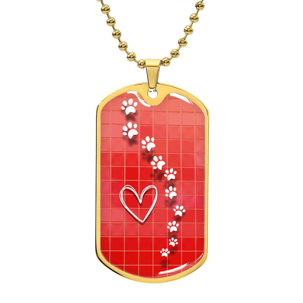 White Prints on Red Tile Necklace - Jewelry - Epileptic Al’s Shop