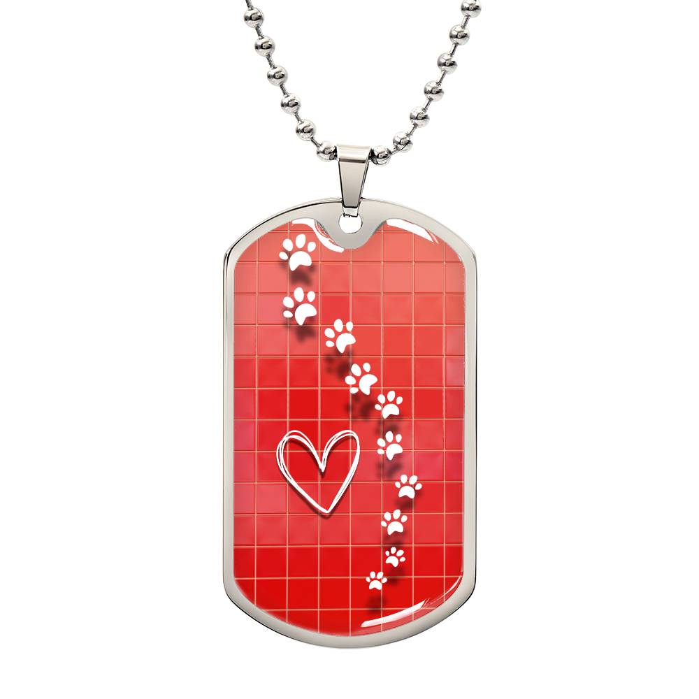 White Prints on Red Tile Necklace - Jewelry - Epileptic Al’s Shop
