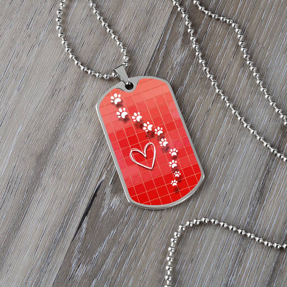 White Prints on Red Tile Necklace - Jewelry - Epileptic Al’s Shop