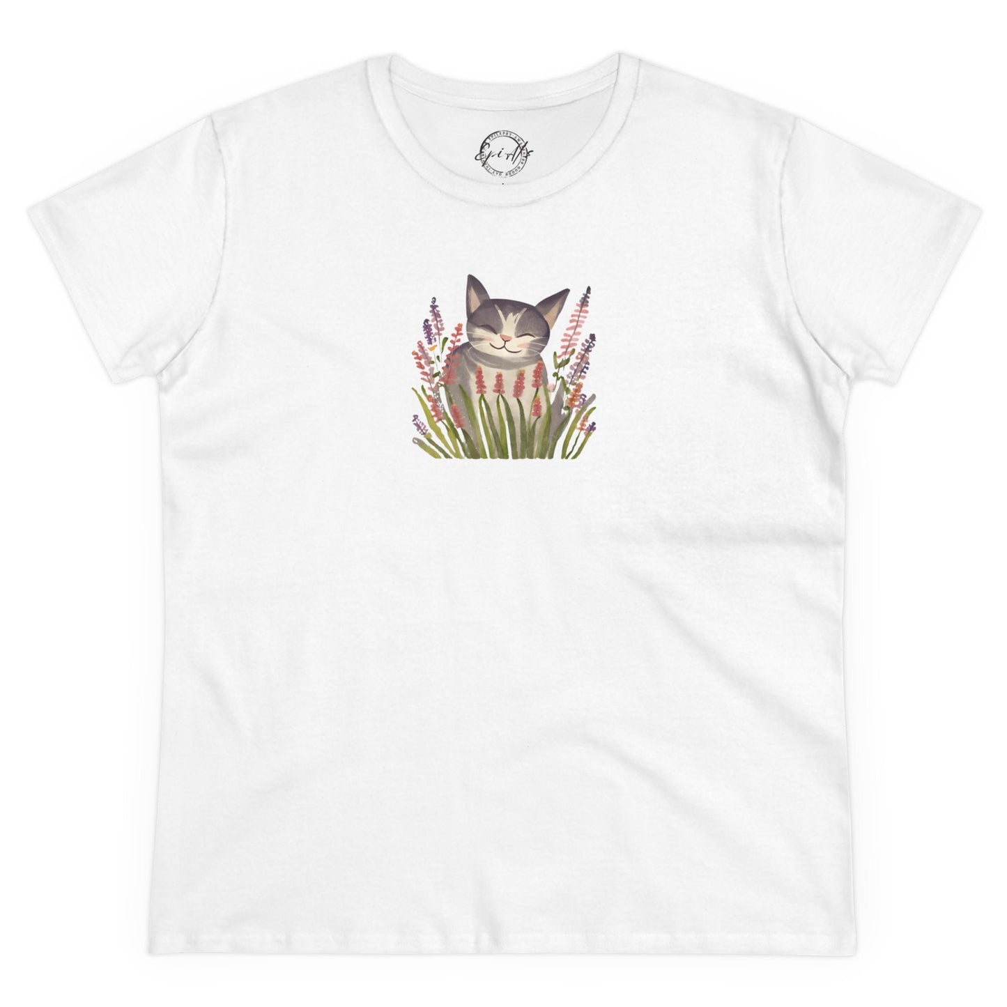 Wildflower Kitty Women's Midweight Cotton Tee - T - Shirt - Epileptic Al’s Shop