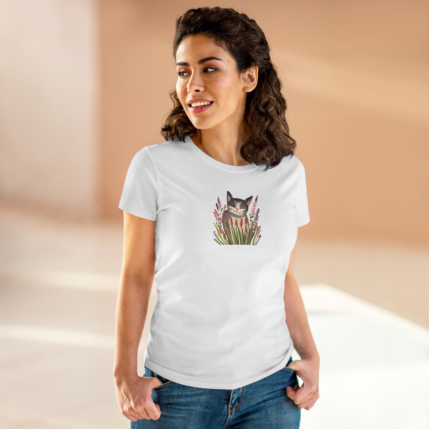 Wildflower Kitty Women's Midweight Cotton Tee - T - Shirt - Epileptic Al’s Shop