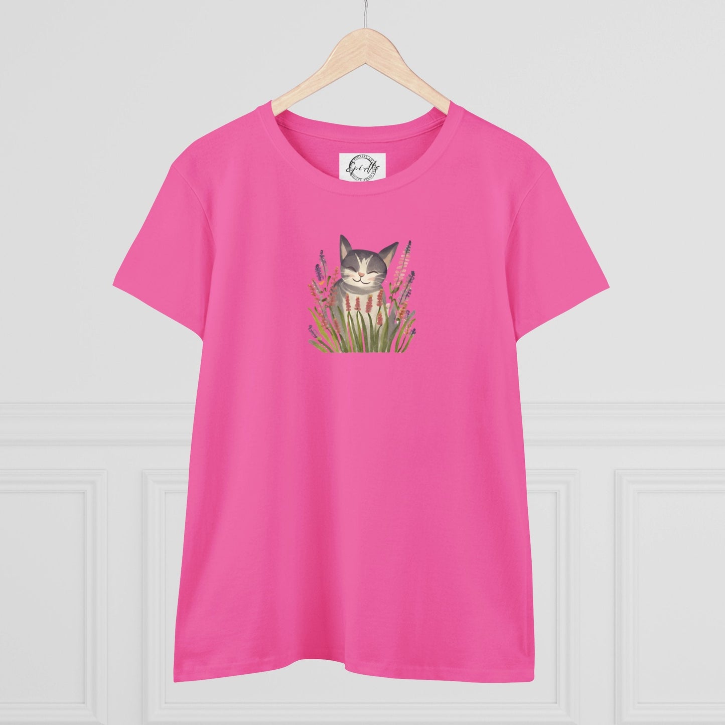 Wildflower Kitty Women's Midweight Cotton Tee - T - Shirt - Epileptic Al’s Shop