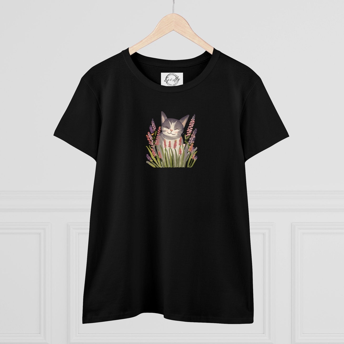 Wildflower Kitty Women's Midweight Cotton Tee - T - Shirt - Epileptic Al’s Shop
