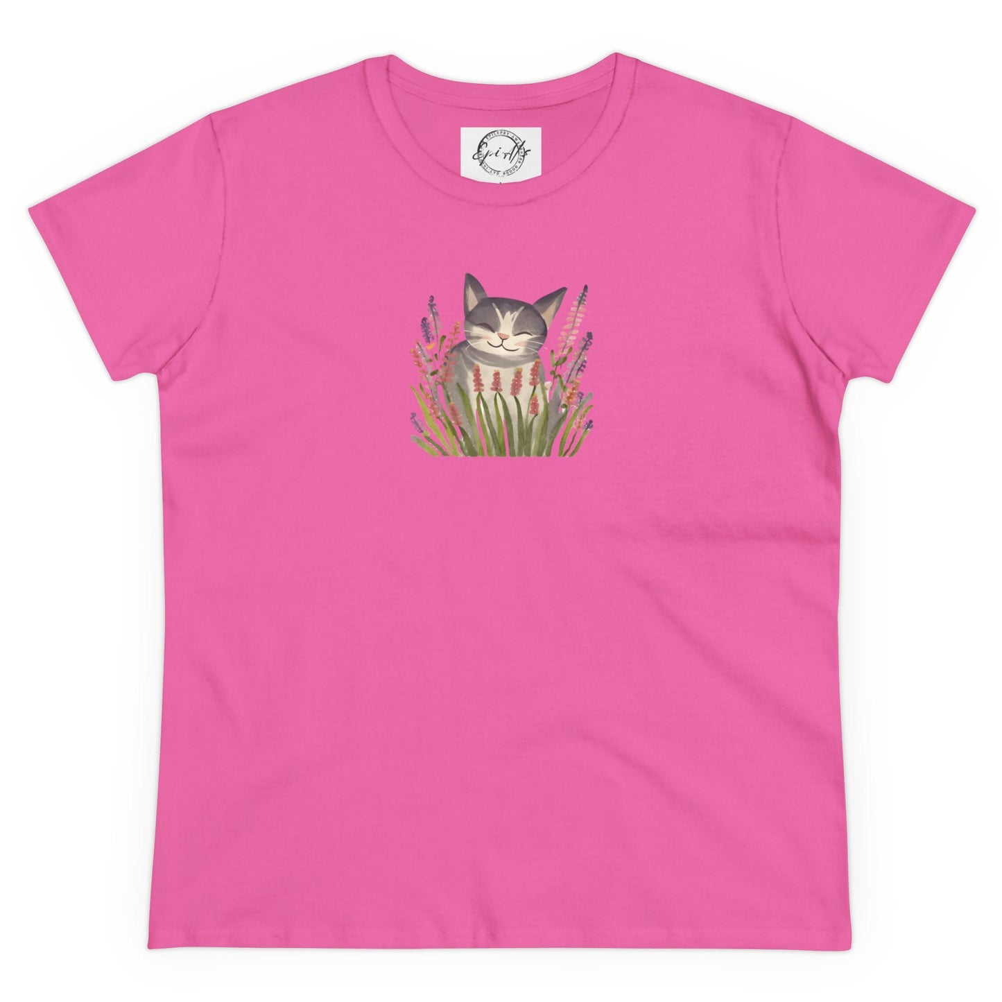 Wildflower Kitty Women's Midweight Cotton Tee - T - Shirt - Epileptic Al’s Shop