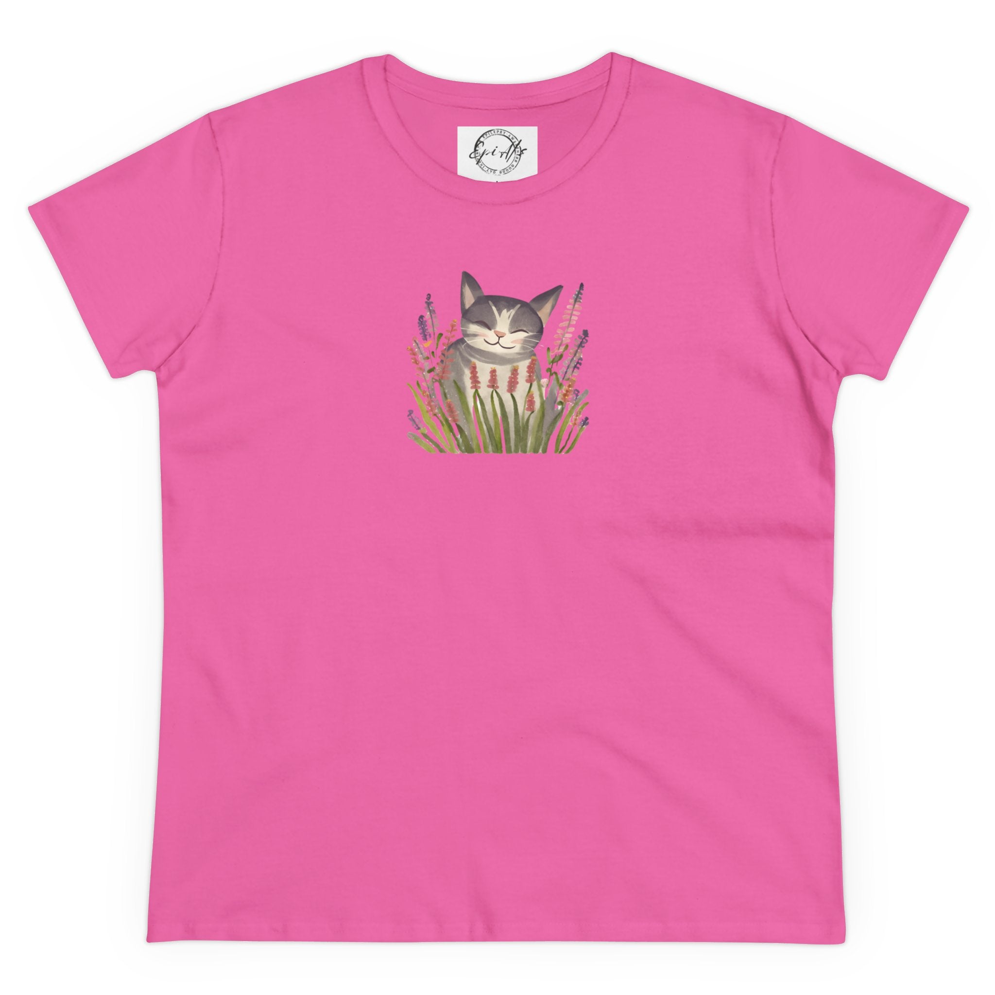 Wildflower Kitty Women's Midweight Cotton Tee - T - Shirt - Epileptic Al’s Shop