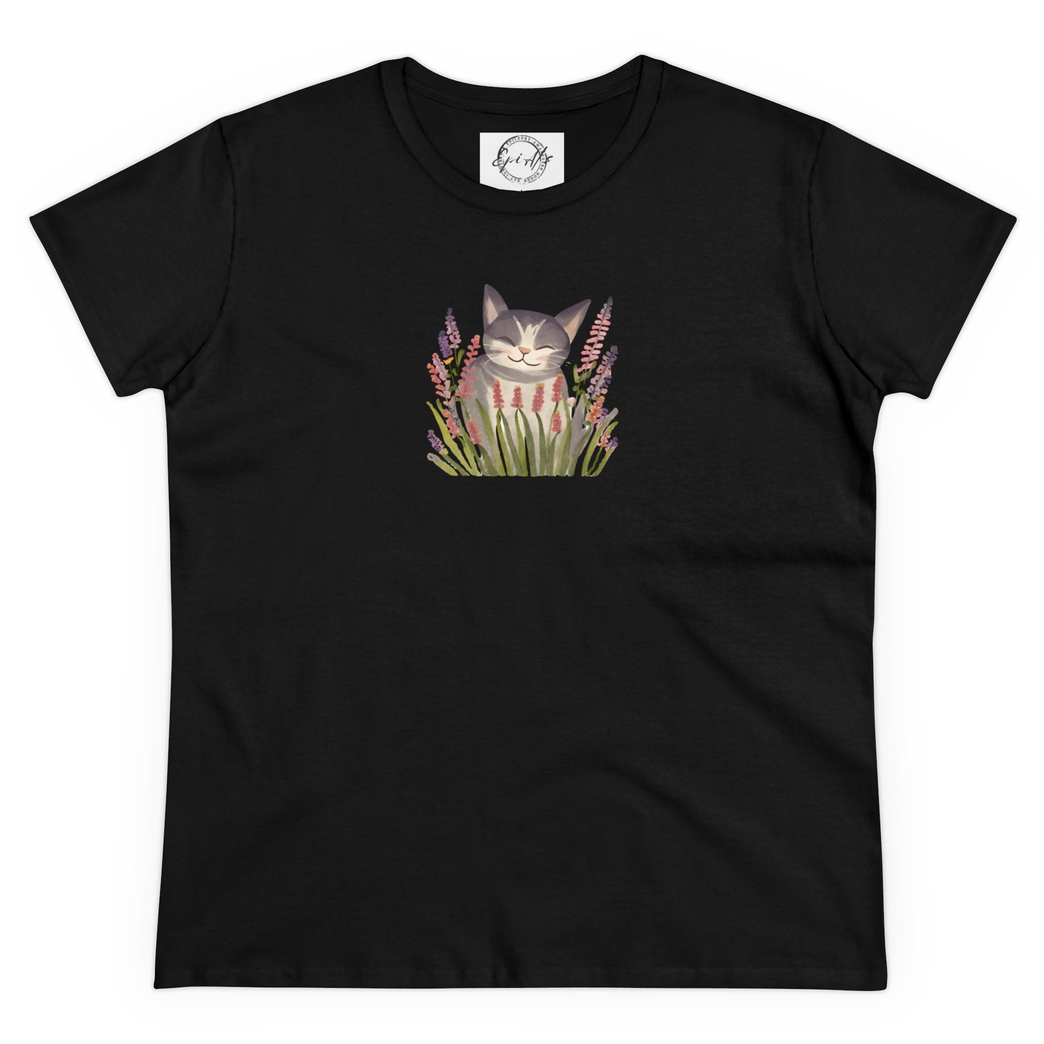 Wildflower Kitty Women's Midweight Cotton Tee - T - Shirt - Epileptic Al’s Shop