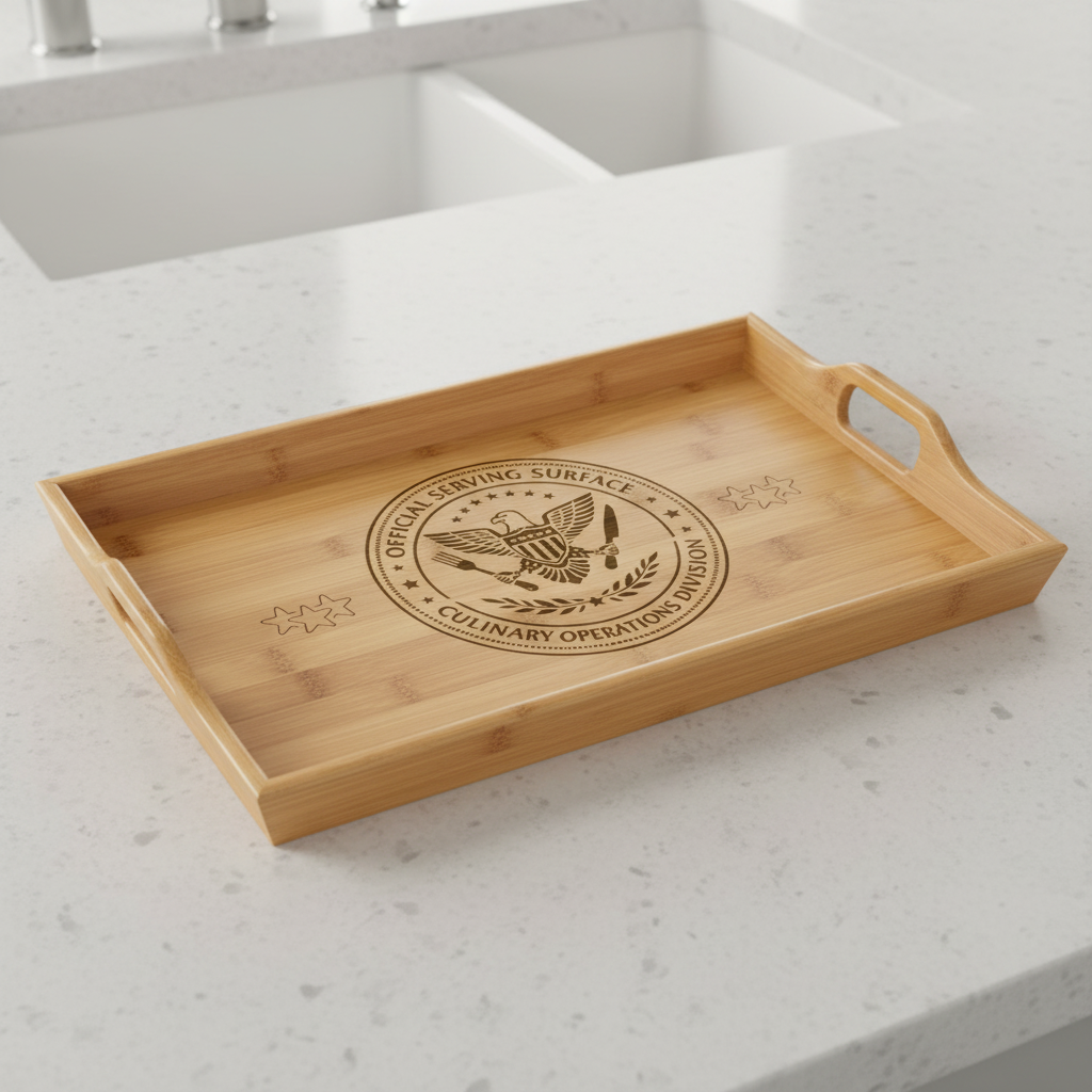 Official Serving Surface Bamboo Tray – Culinary Operations Division Engraved Serving Board