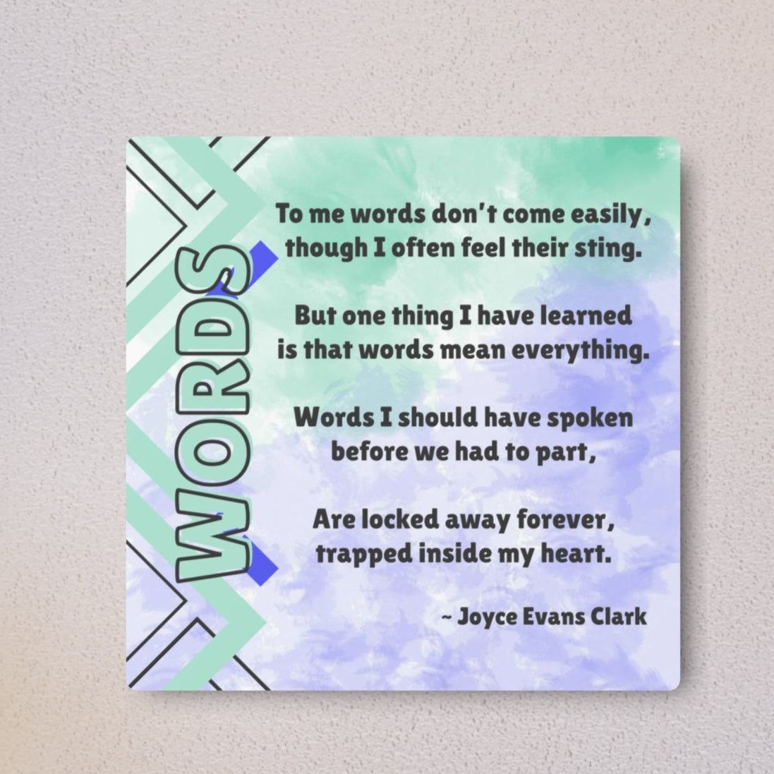 Words Poetry Metal Wall Art Sign, by JEC