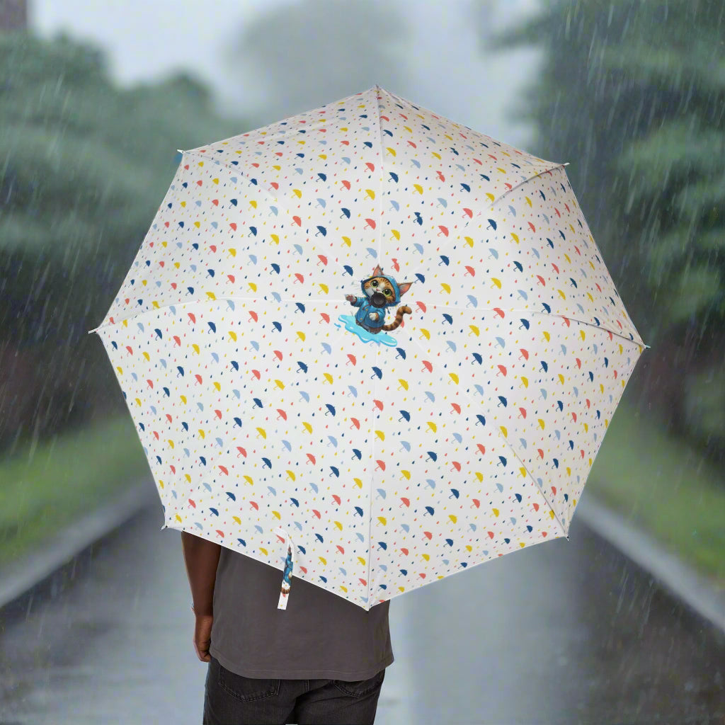 Colorful Puddle Kitty Foldable Umbrella