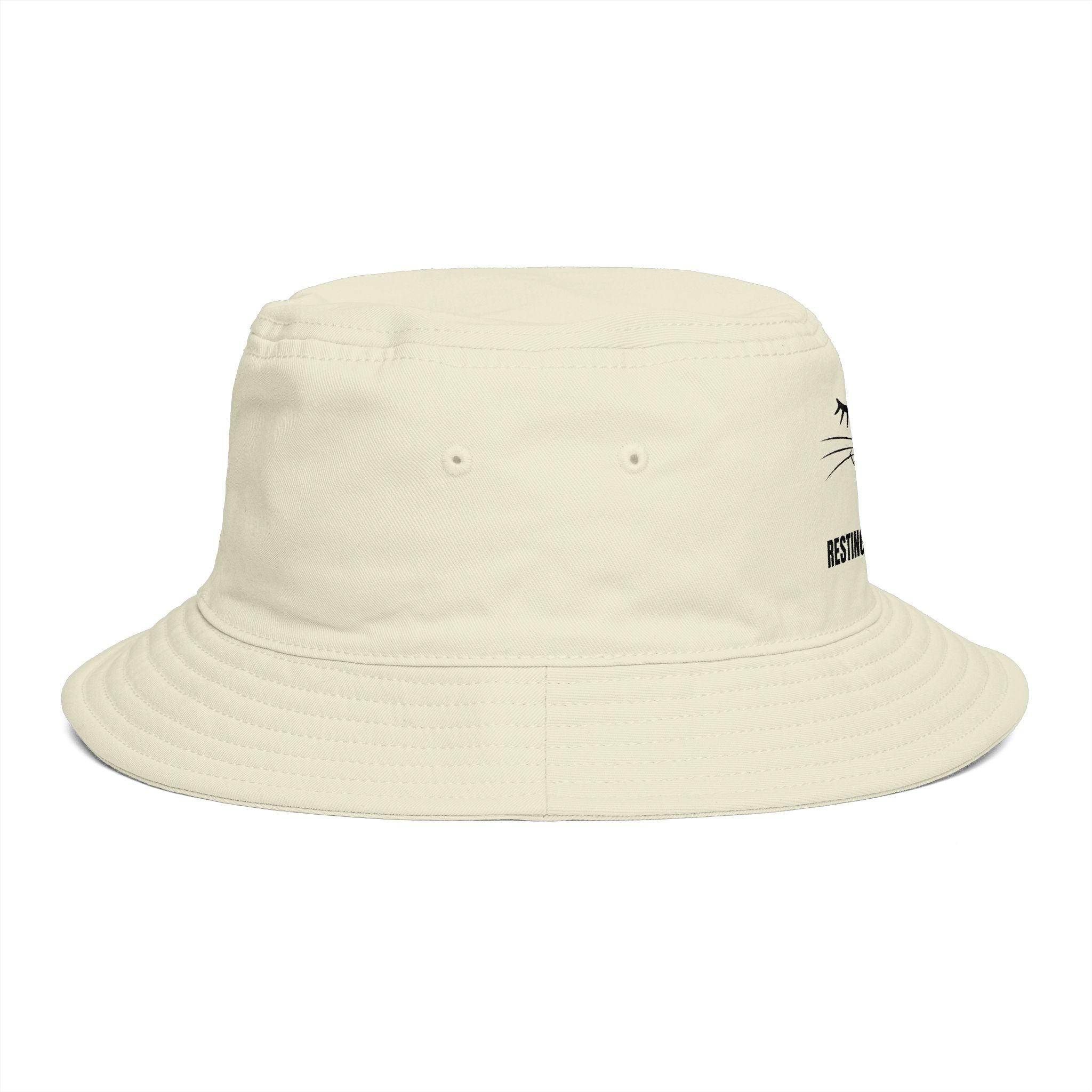 Resting Purr Face Embroidered Cat Bucket Hat