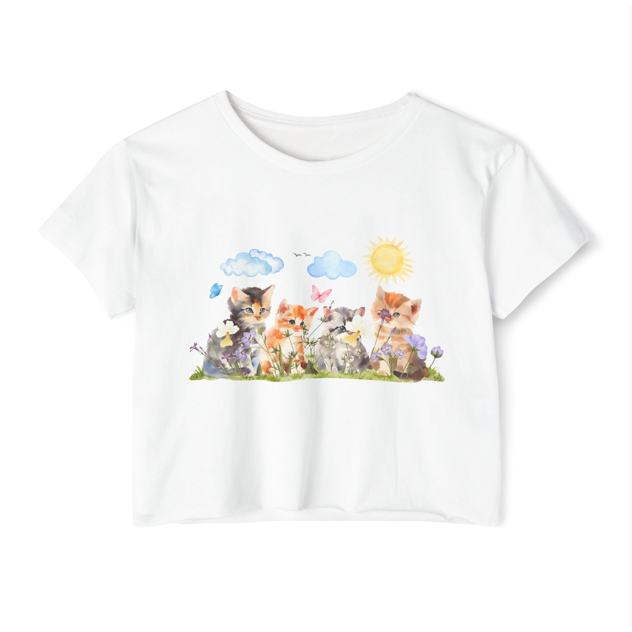Whiskers in Bloom Watercolor Crop Top