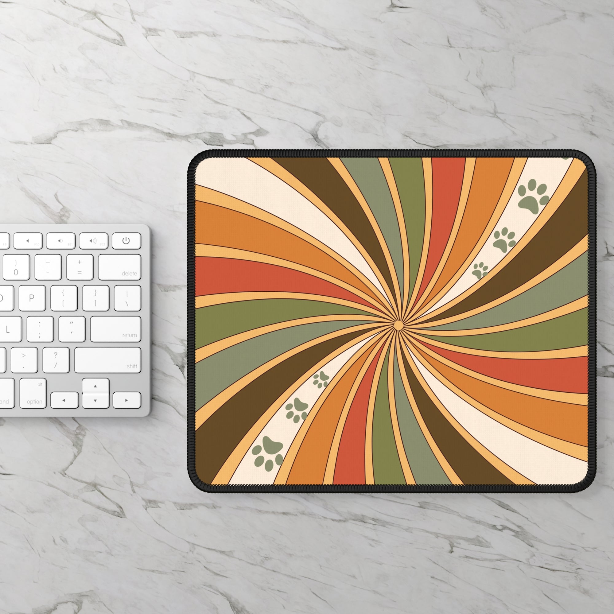 Swirly Retro Paw Design Gaming Mouse Pad