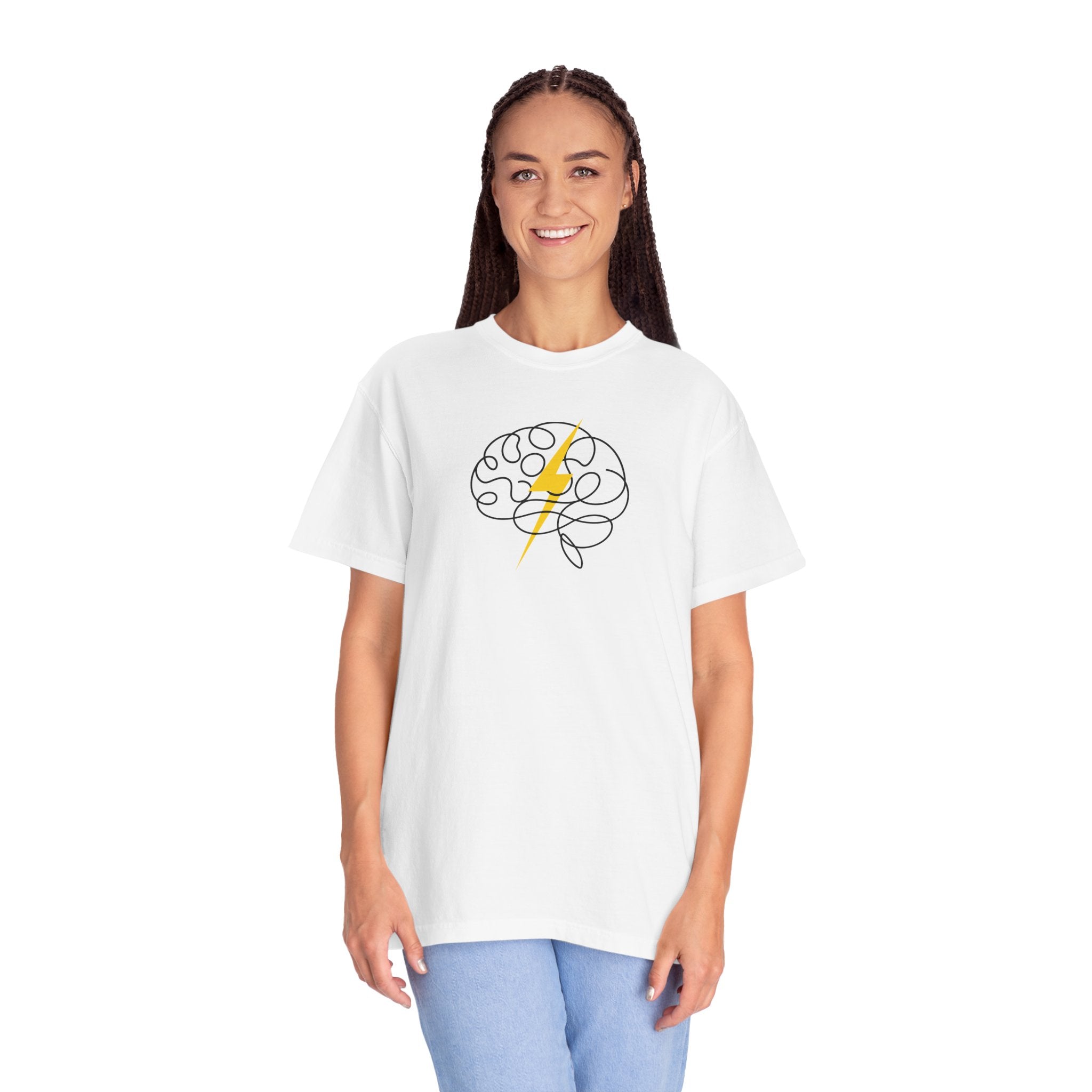 Electric Mind Brain Lightning Garment-Dyed T-Shirt