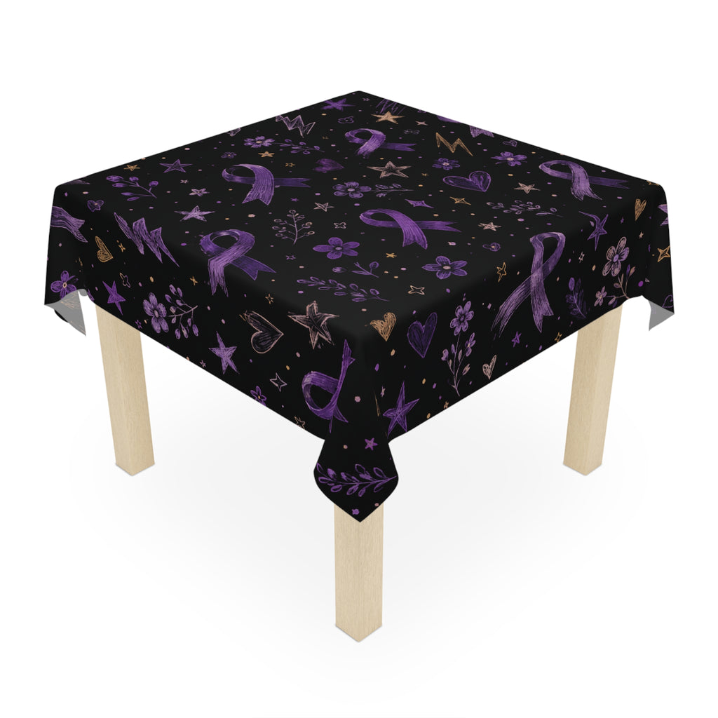 Purple Ribbon Garden Epilepsy Awareness Tablecloth