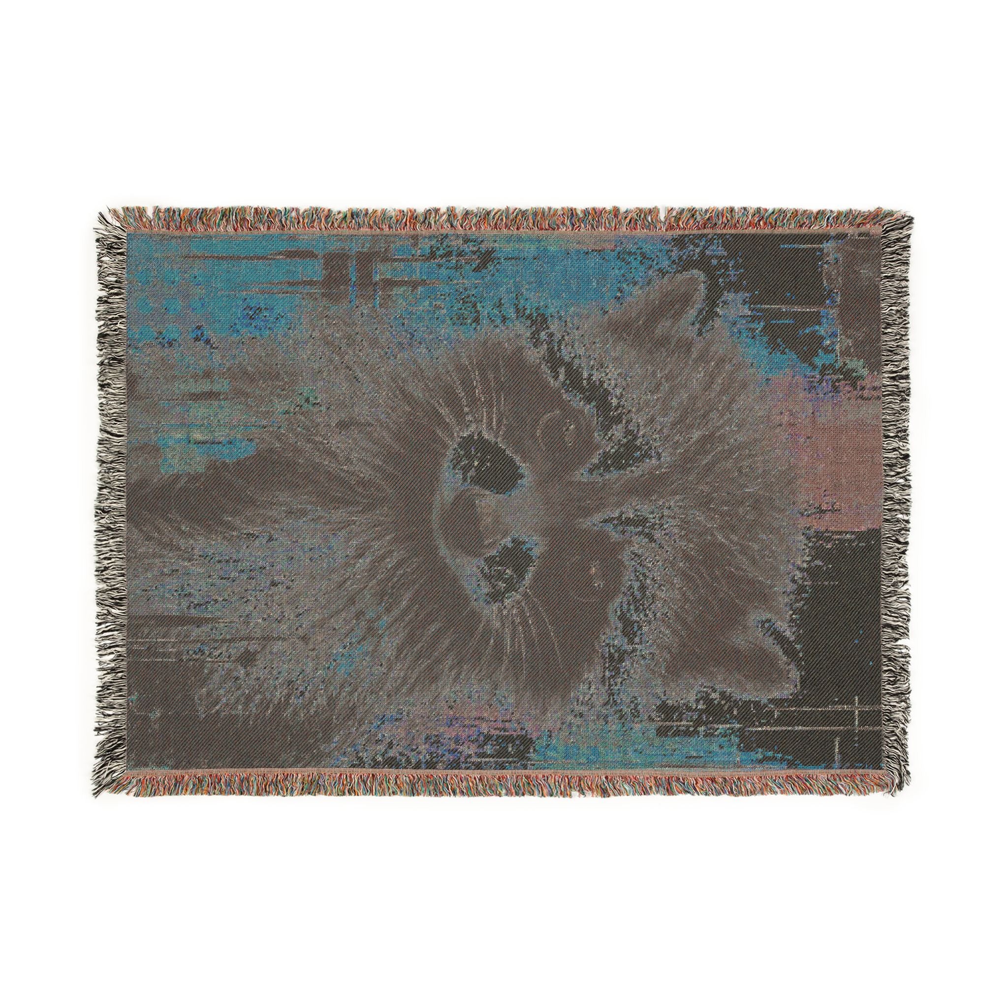 Jimothy the Raccoon Abstract Woven Throw Blanket with Fringe